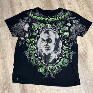 Beetlejuice Graphic T-Shirt Mens Large Black Neon Green Movie Promo Tee